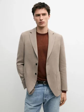 Maßgeschneiderter Leinen-Blazer mit Taschendetails