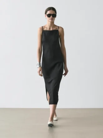 Midi-Kleid aus 100 % Leinen