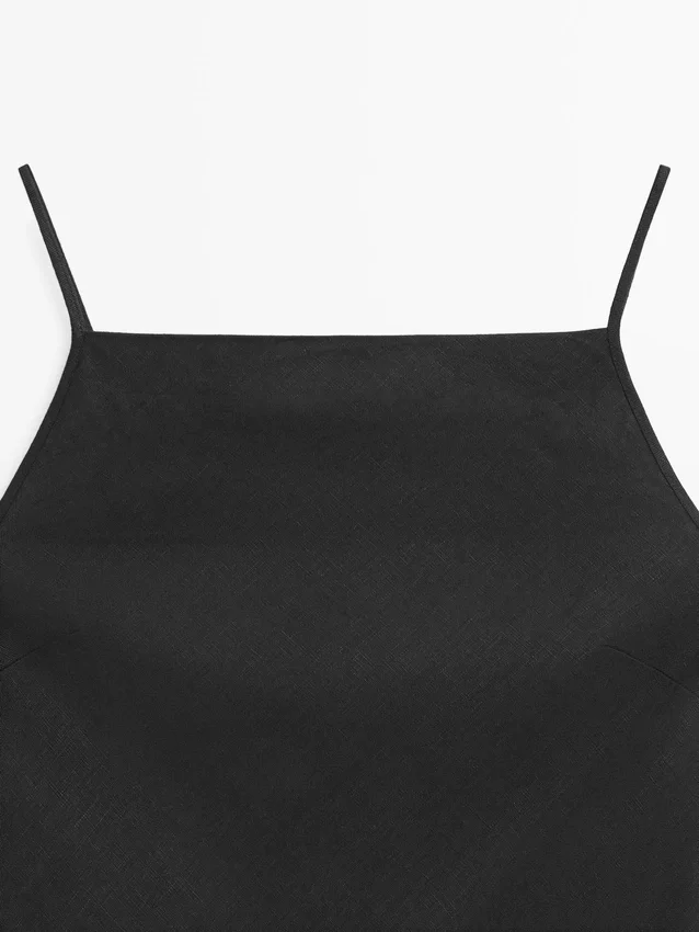 Midi-Kleid aus 100 % Leinen Midi-Kleid aus 100 % Leinen