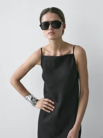 Midi-Kleid aus 100 % Leinen