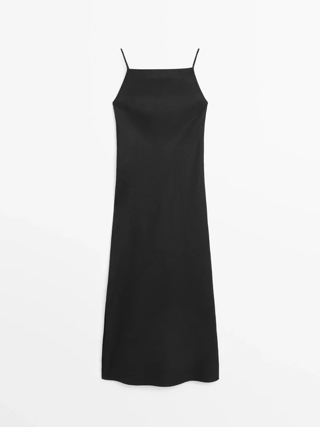 Midi-Kleid aus 100 % Leinen Midi-Kleid aus 100 % Leinen
