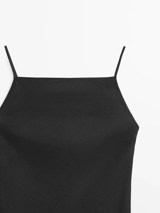 Midi-Kleid aus 100 % Leinen Midi-Kleid aus 100 % Leinen