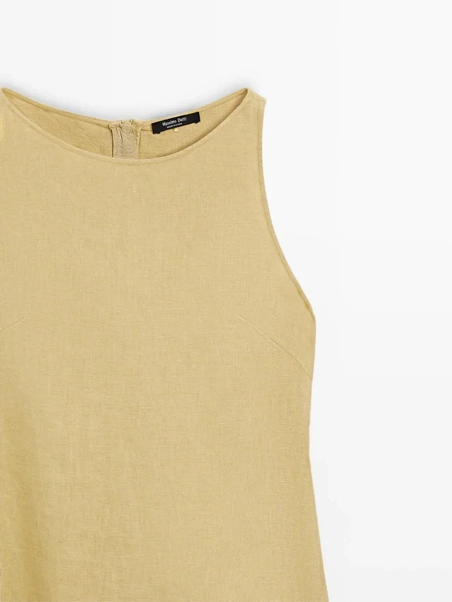 Midi-Kleid aus Leinen mit Neckholder Midi-Kleid aus Leinen mit Neckholder