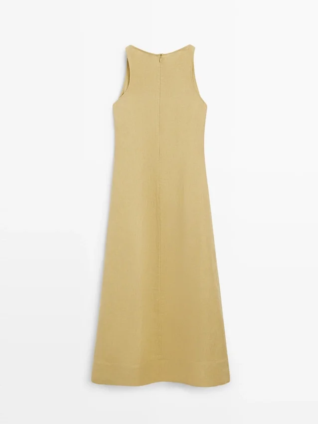 Midi-Kleid aus Leinen mit Neckholder Midi-Kleid aus Leinen mit Neckholder