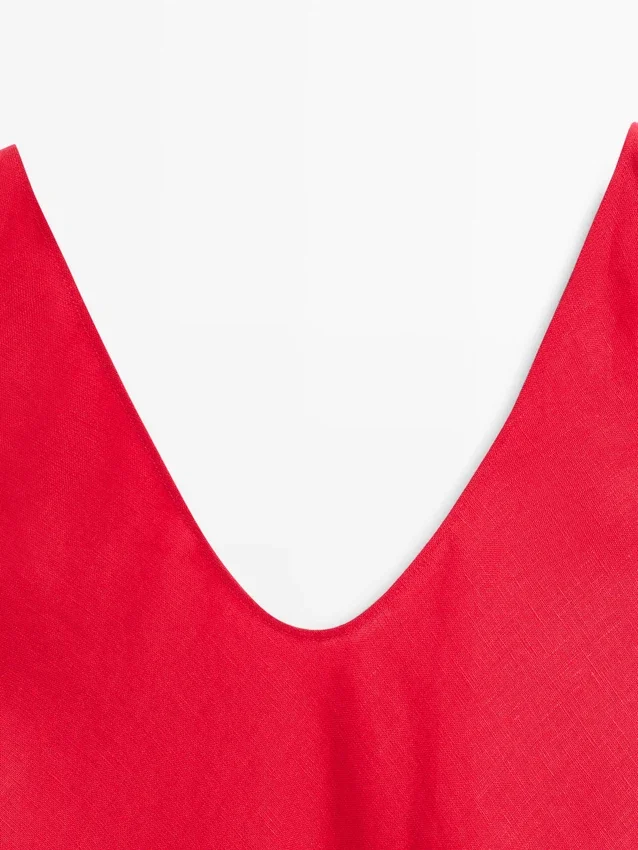 Midi-Kleid aus Leinen mit Trägern Midi-Kleid aus Leinen mit Trägern