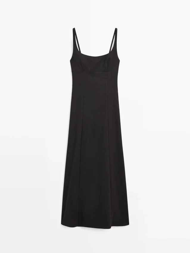 Midi-Kleid aus Leinen mit Trägern Midi-Kleid aus Leinen mit Trägern