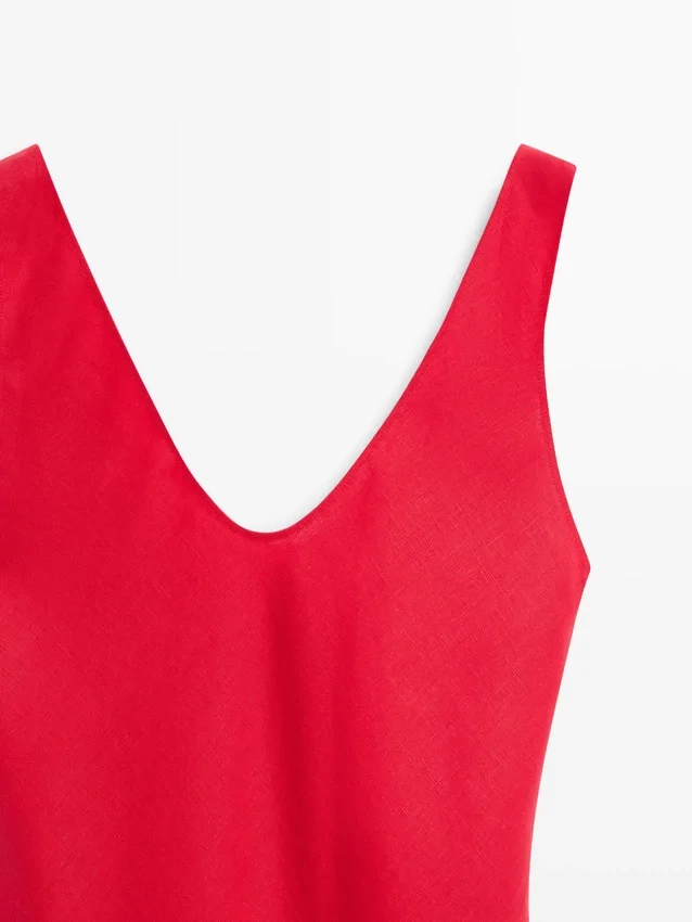 Midi-Kleid aus Leinen mit Trägern Midi-Kleid aus Leinen mit Trägern