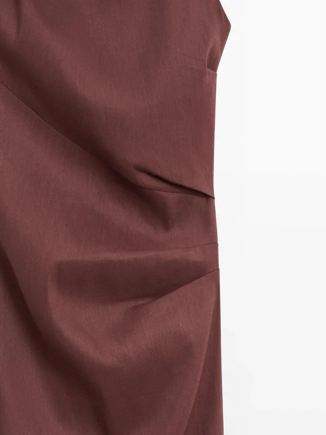 Midi-Kleid aus Stretch-Leinenmischung mit Trägern Midi-Kleid aus Stretch-Leinenmischung mit Trägern