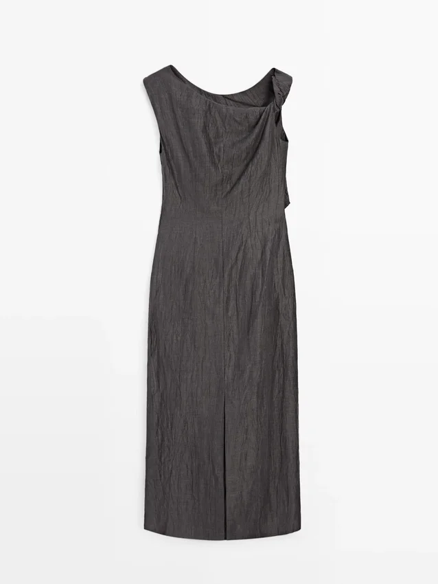 Midi-Kleid mit plissierten Schulterdetails Midi-Kleid mit plissierten Schulterdetails