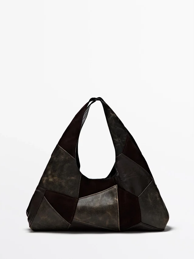 Mittelgroße Patchwork-Tasche aus Wildleder Mittelgroße Patchwork-Tasche aus Wildleder