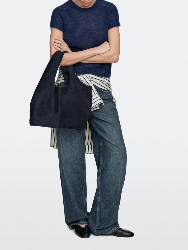 Mittlere Shopper-Tasche aus Spaltleder Mittlere Shopper-Tasche aus Spaltleder