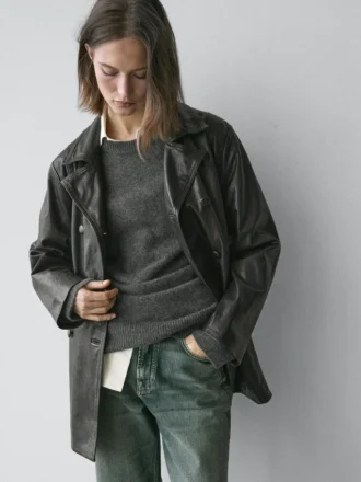 Nappalederjacke mit Gürteldetail