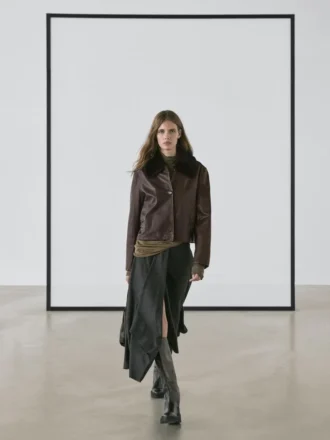 Nappalederjacke mit Lammfellkragen