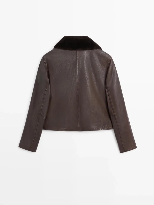 Nappalederjacke mit Lammfellkragen Nappalederjacke mit Lammfellkragen