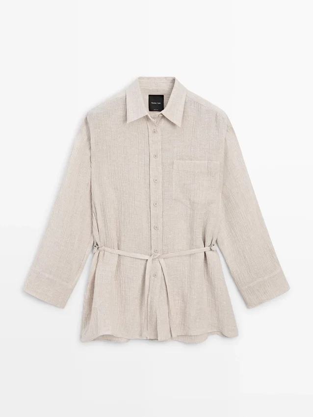 Overshirt aus 100 % Leinen im Waffelstrick Overshirt aus 100 % Leinen im Waffelstrick