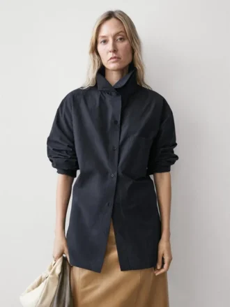 Overshirt aus Baumwollmischung mit Tasche