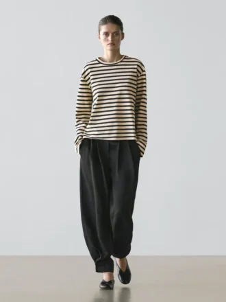 Oversize-T-Shirt aus Baumwollmischung mit Streifenmuster