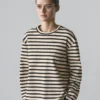 Oversize-T-Shirt aus Baumwollmischung mit Streifenmuster Oversize-T-Shirt aus Baumwollmischung mit Streifenmuster