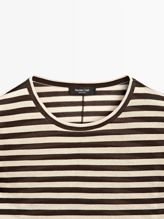 Oversize-T-Shirt mit langen Ärmeln und Streifenmuster Oversize-T-Shirt mit langen Ärmeln und Streifenmuster