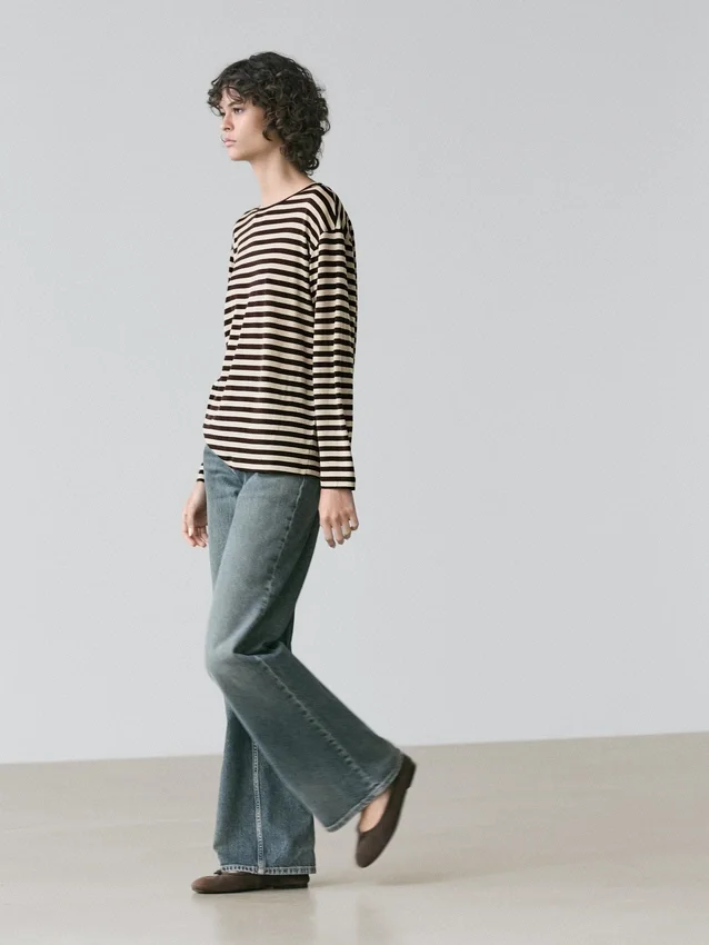 Oversize-T-Shirt mit langen Ärmeln und Streifenmuster Oversize-T-Shirt mit langen Ärmeln und Streifenmuster