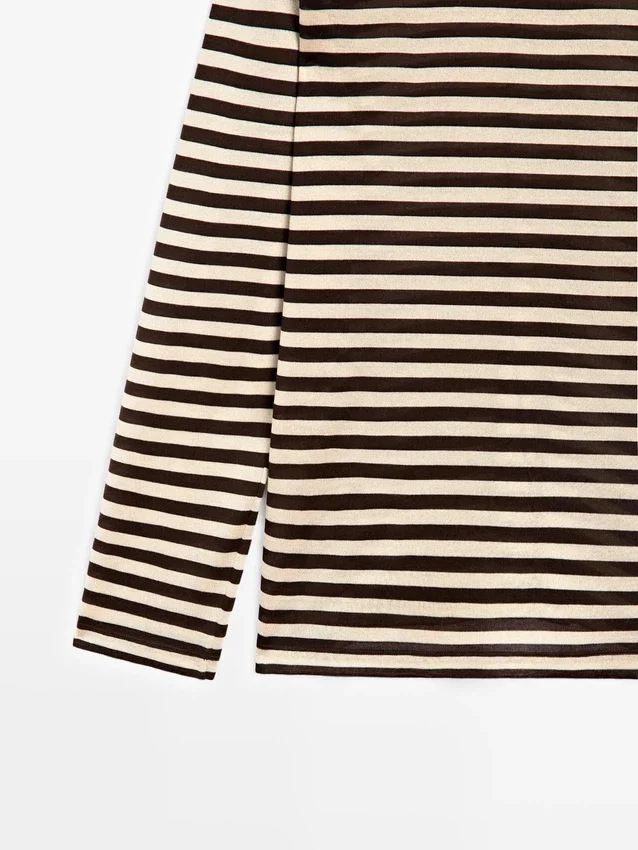 Oversize-T-Shirt mit langen Ärmeln und Streifenmuster Oversize-T-Shirt mit langen Ärmeln und Streifenmuster