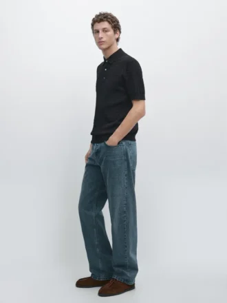 Poloshirt aus 100 % Baumwolle mit Zopfmuster