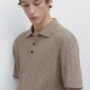 Poloshirt aus Baumwollmischung mit Zopfmuster