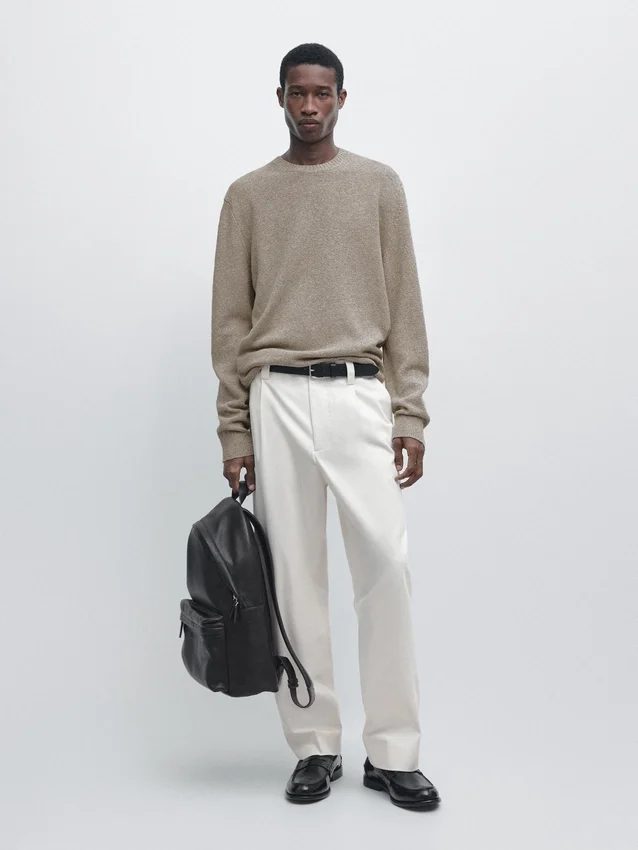 Pullover aus Baumwoll- und Leinen-Moulina-Strick Pullover aus Baumwoll- und Leinen-Moulina-Strick