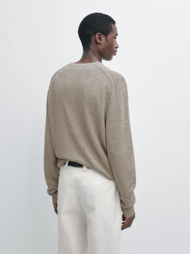 Pullover aus Baumwoll- und Leinen-Moulina-Strick Pullover aus Baumwoll- und Leinen-Moulina-Strick