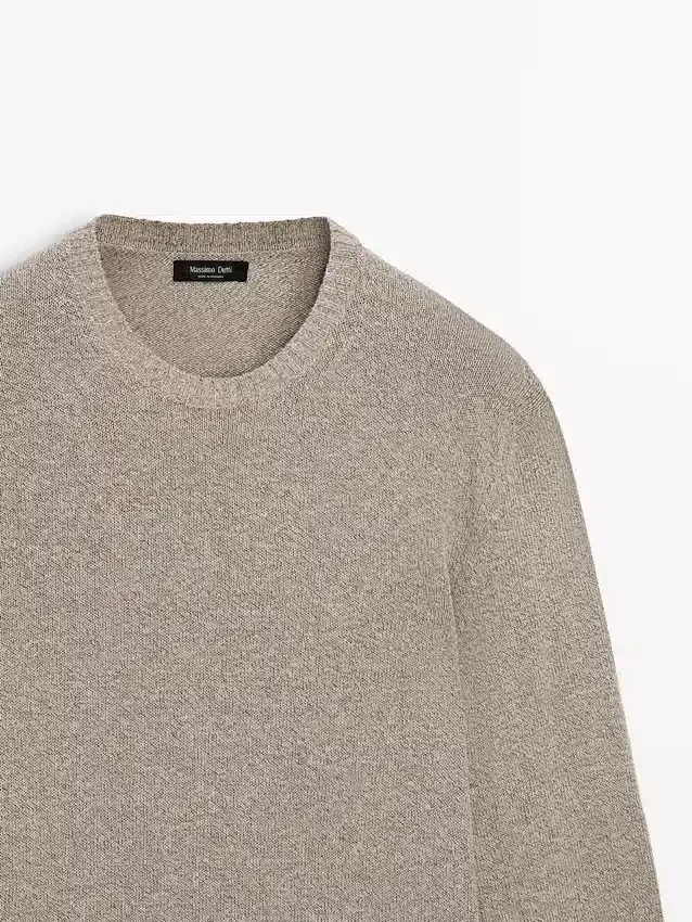 Pullover aus Baumwoll- und Leinen-Moulina-Strick Pullover aus Baumwoll- und Leinen-Moulina-Strick