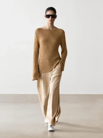 Pullover aus Baumwollmischgewebe mit U-Boot-Ausschnitt