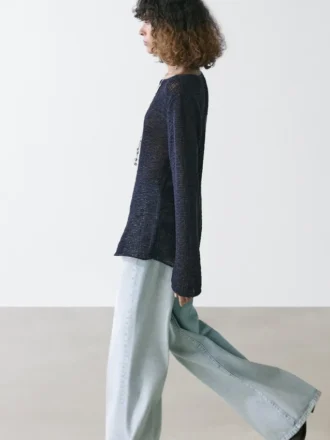 Pullover aus Baumwollmischgewebe mit U-Boot-Ausschnitt