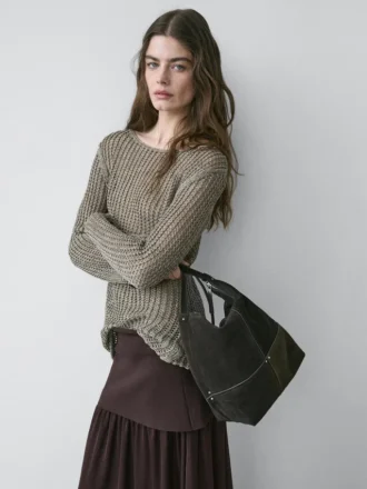 Pullover aus Baumwollmischung mit Cutwork-Muster