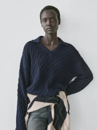 Pullover aus Baumwollmischung mit Poloshirt-Kragen