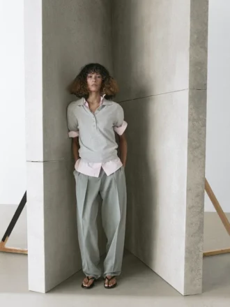 Pullover aus Baumwollstrick mit Poloshirt-Ausschnitt