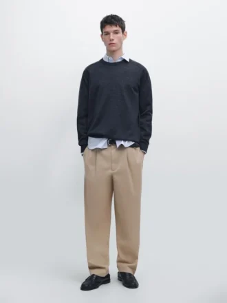 Pullover aus Merinowolle mit Rundhalsausschnitt