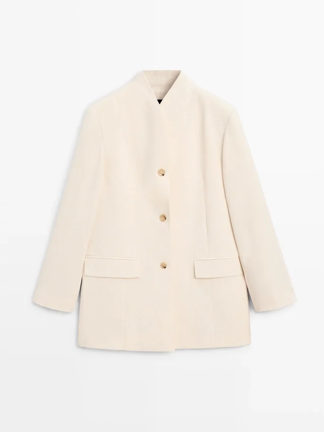 Satin-Blazer mit hohem Kragen Satin-Blazer mit hohem Kragen