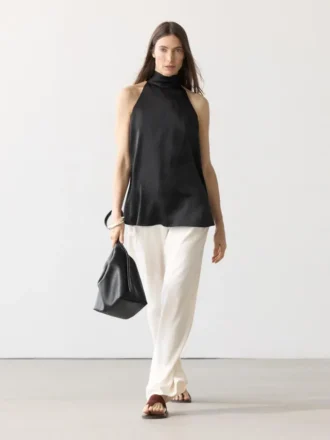 Satin-Haltertop mit Bindedetail