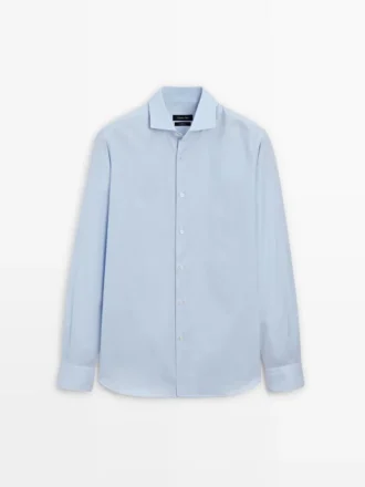 Slim-Fit-Hemd aus 100 % Baumwolle mit Mikrokaro