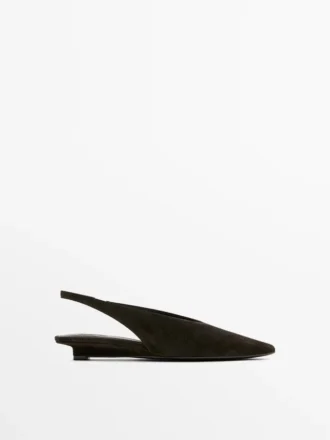 Slingback-Schuhe aus Spaltveloursleder