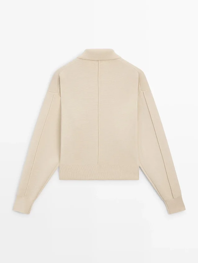 Strickcardigan mit Polokragen aus Baumwollstrick Strickcardigan mit Polokragen aus Baumwollstrick