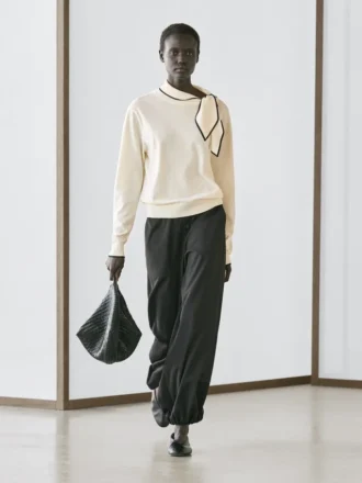 Strickpullover aus Baumwolle mit Schals-Detail