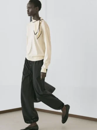 Strickpullover aus Baumwolle mit Schals-Detail