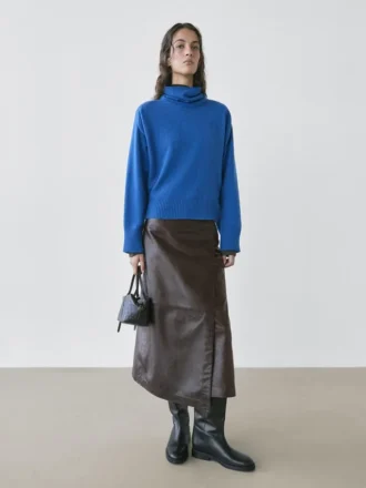 Strickpullover aus Wollmischung mit hohem Kragen