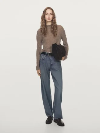 Strickpullover aus Wollmischung mit Rollkragen