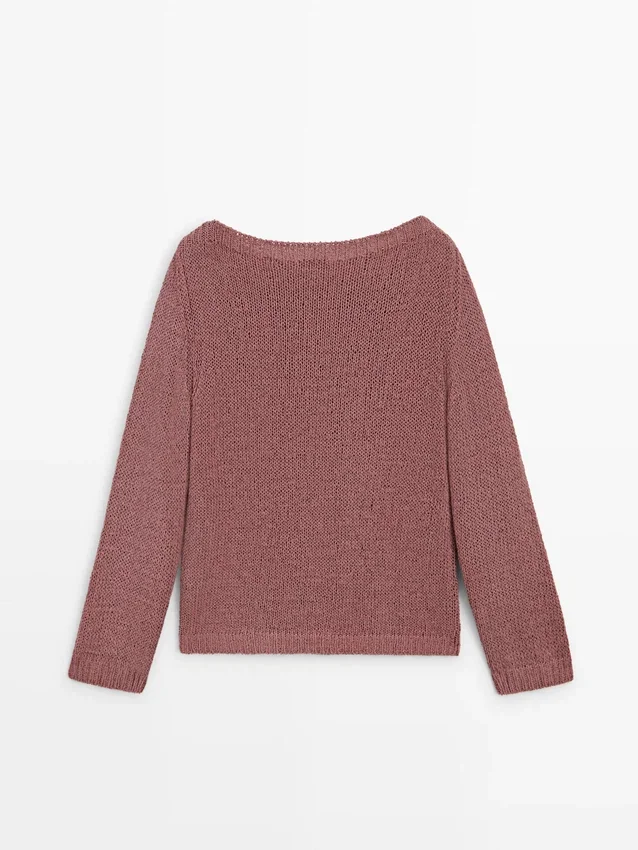 Strickpullover mit U-Boot-Ausschnitt Strickpullover mit U-Boot-Ausschnitt