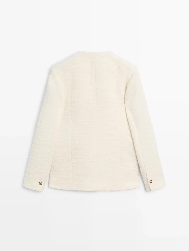 Strukturierte Jacke aus Wollmischung mit Strassknöpfen Strukturierte Jacke aus Wollmischung mit Strassknöpfen