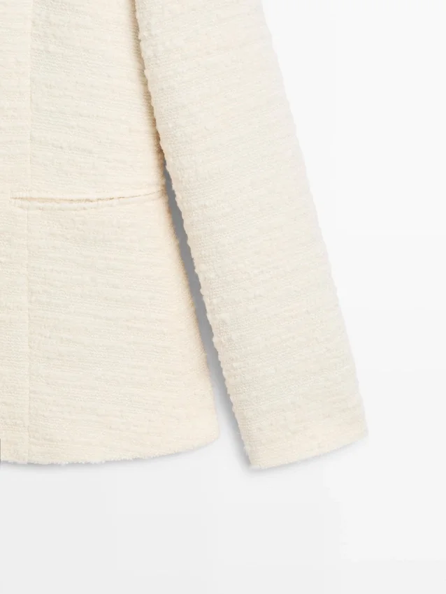 Strukturierte Jacke aus Wollmischung mit Strassknöpfen Strukturierte Jacke aus Wollmischung mit Strassknöpfen