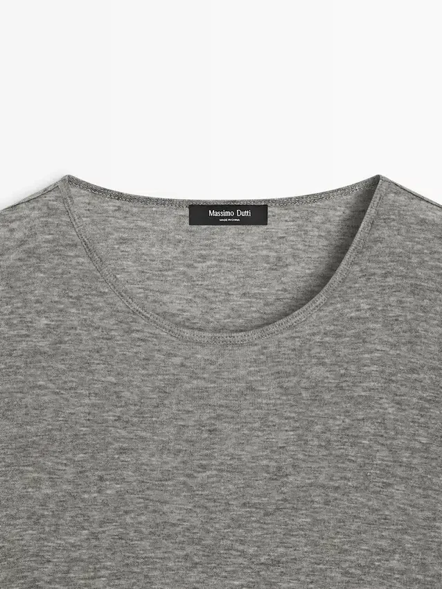 T-Shirt aus Wollmischung mit Spitzendetail T-Shirt aus Wollmischung mit Spitzendetail