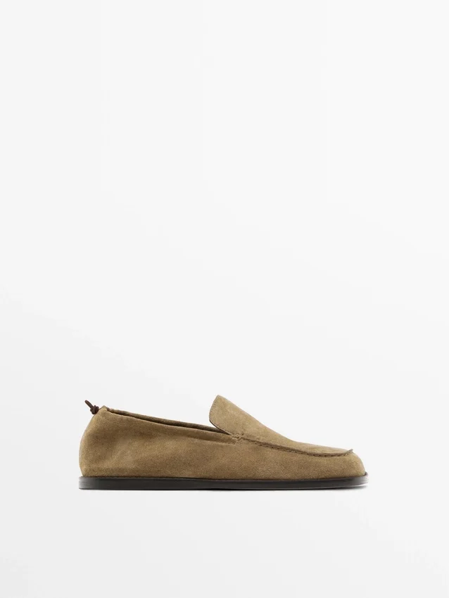 Weiche Leder-Loafer mit gerafftem Detail Weiche Leder-Loafer mit gerafftem Detail